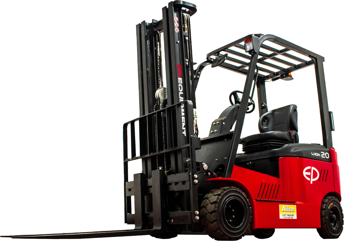 Commercial forklift unloading heavy pallets in Crawley